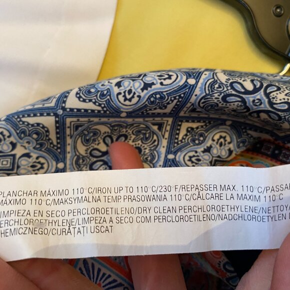 Zara Basic White, Blue, and Orange Flowy V-Neck Tunic - Picture 8 of 8